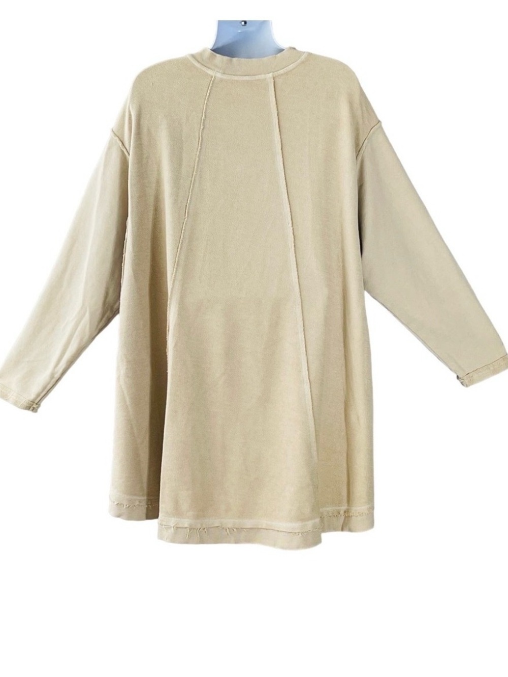 Free People Iggy Oversized High-Low Sweatshirt Cream Tan Size Medium - Picture 5 of 6